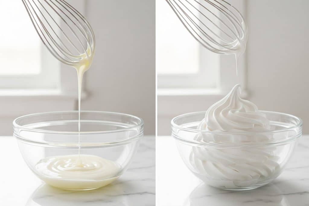 Meringue liquide ratée versus parfaitement montée