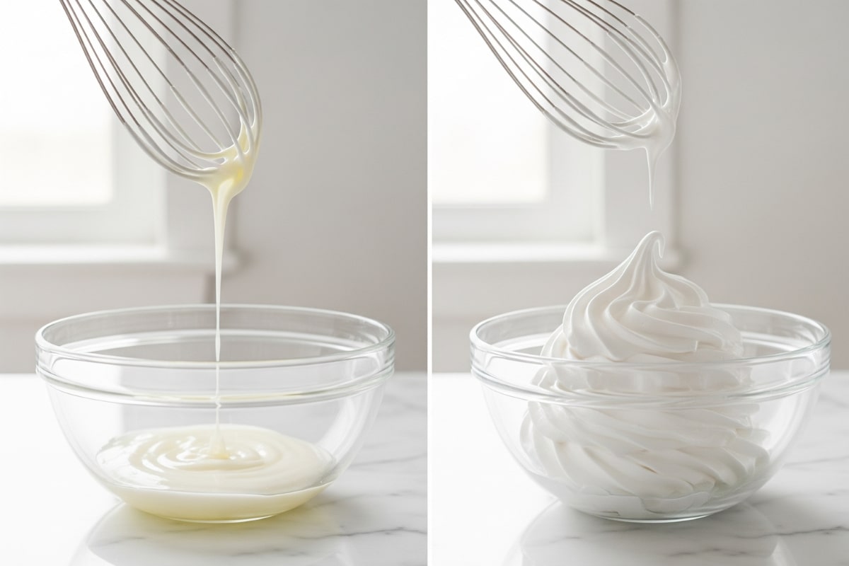 Meringue liquide ratée versus parfaitement montée