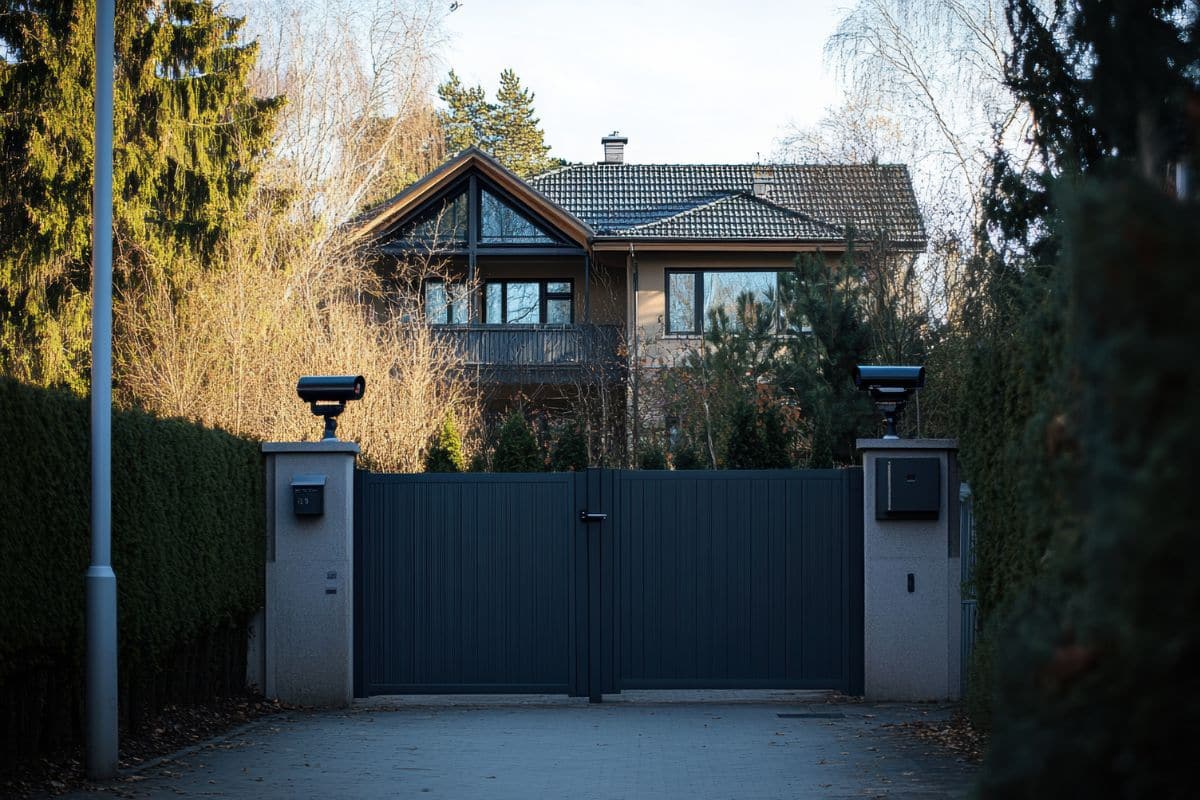 maison avec portail sécurisé caméra