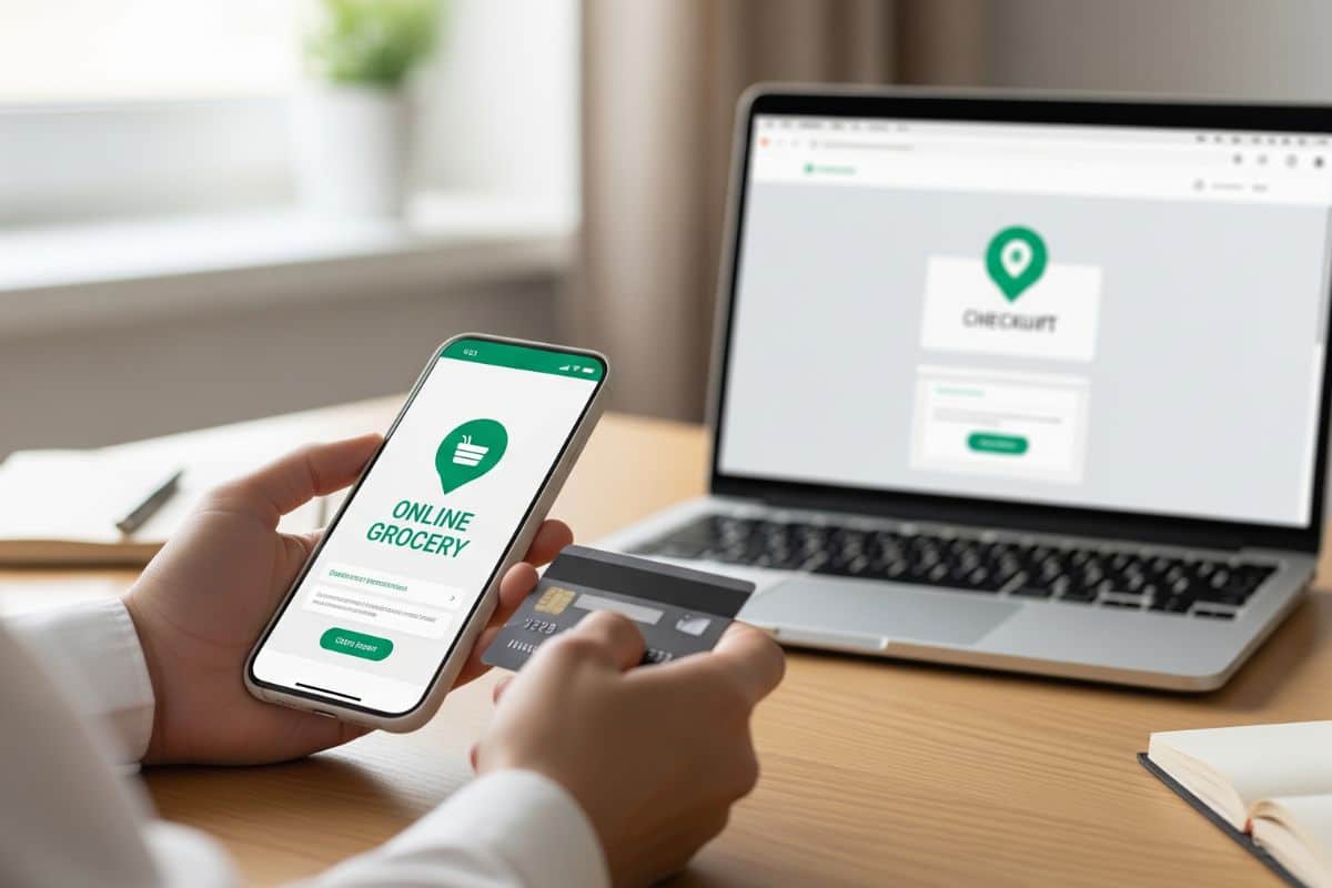 Courses alimentaires en ligne sécurité paiement smartphone