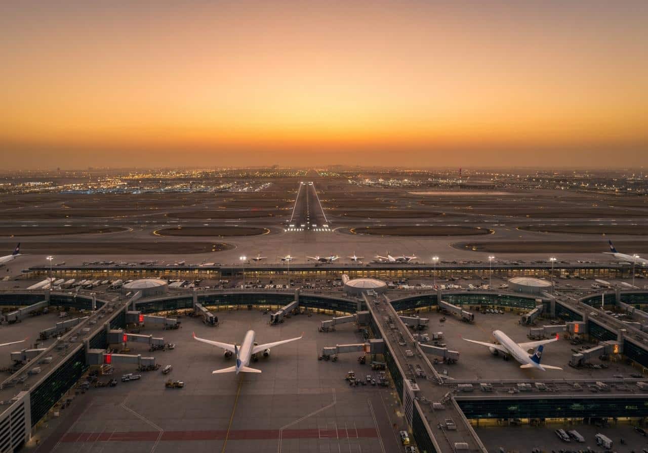 Espace aérien Dubaï, avions commerciaux et ciel dégagé