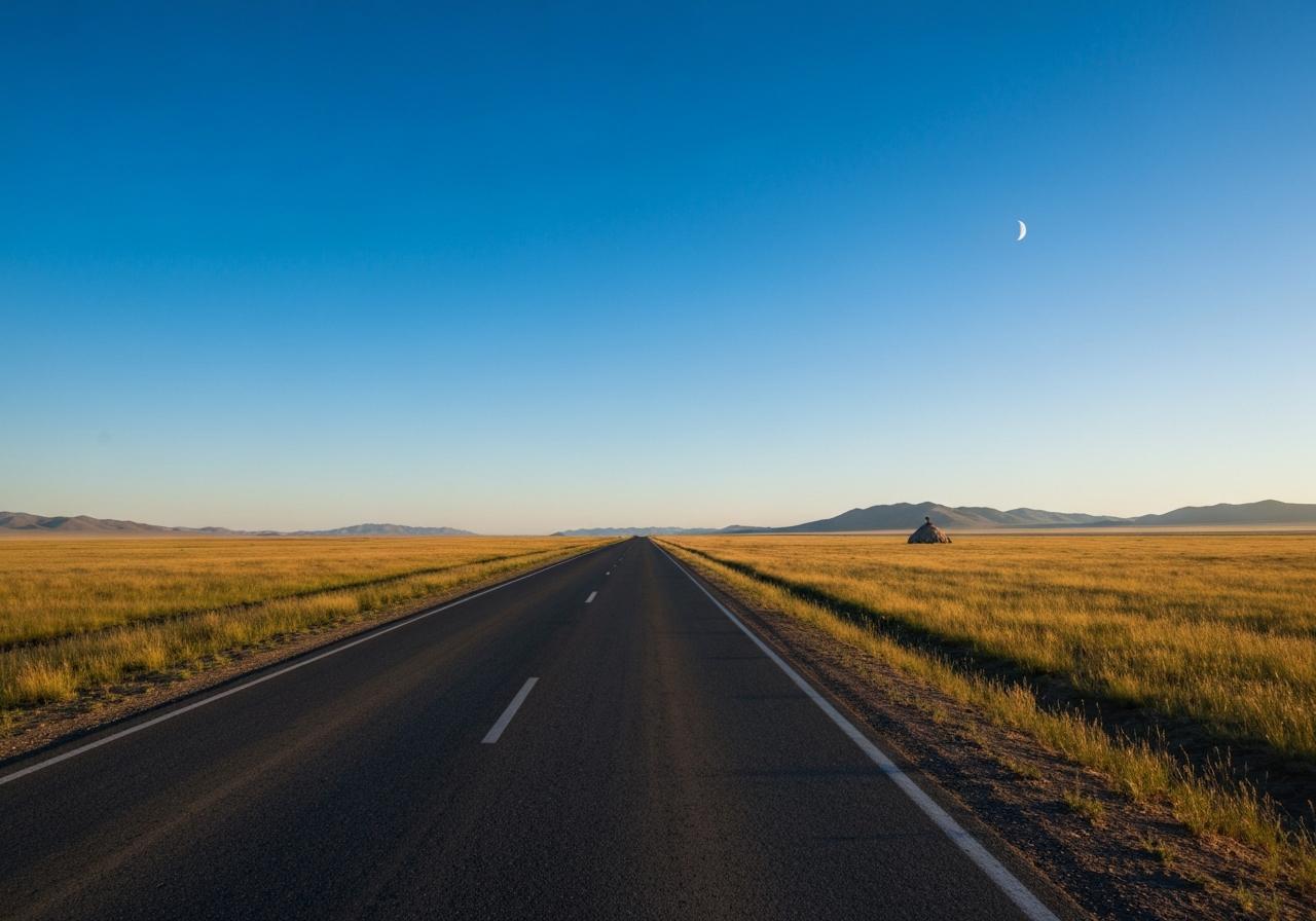 Piste de terre dans la steppe mongole vers Pékin
