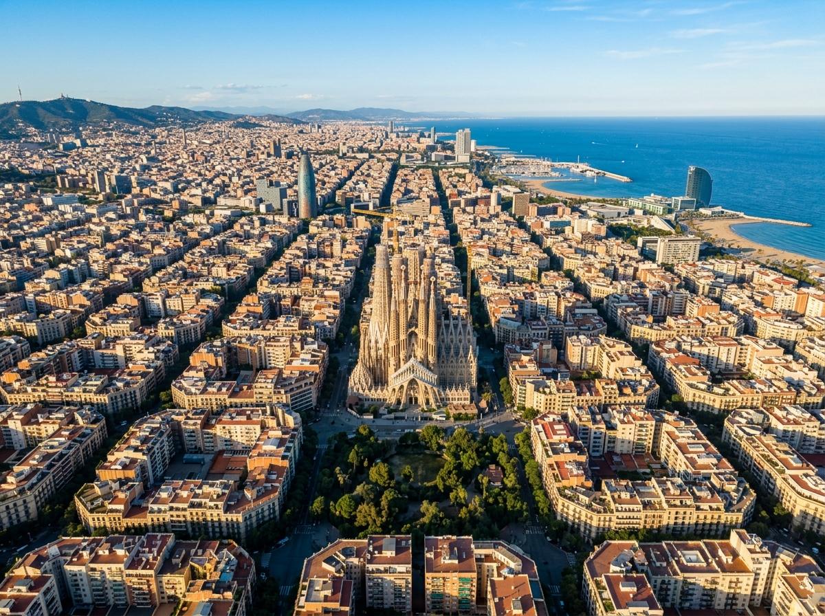 Vue panoramique de Barcelone avec la Sagrada Familia