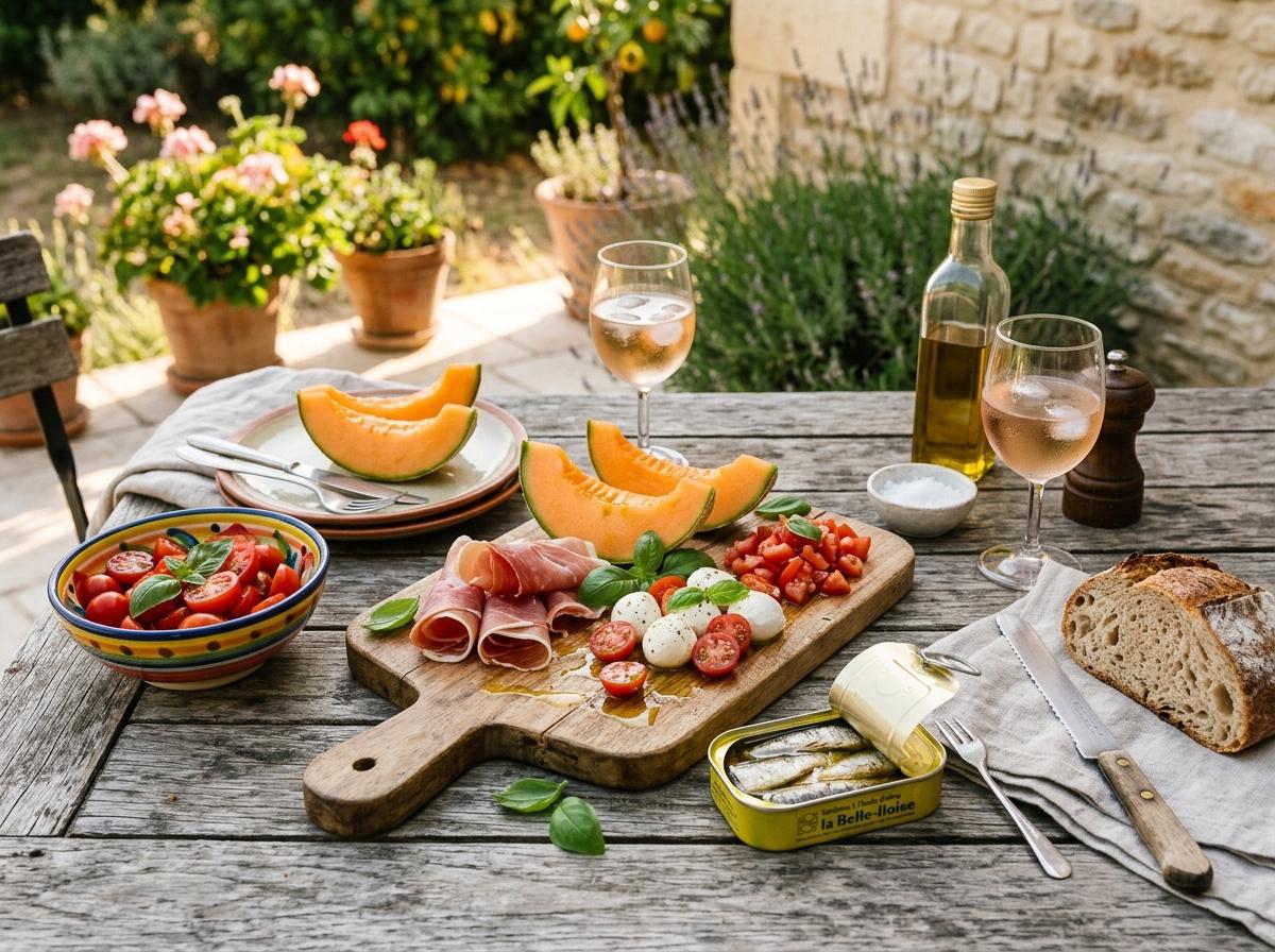 Plateau d'assemblage melon, jambon cru et mozzarella