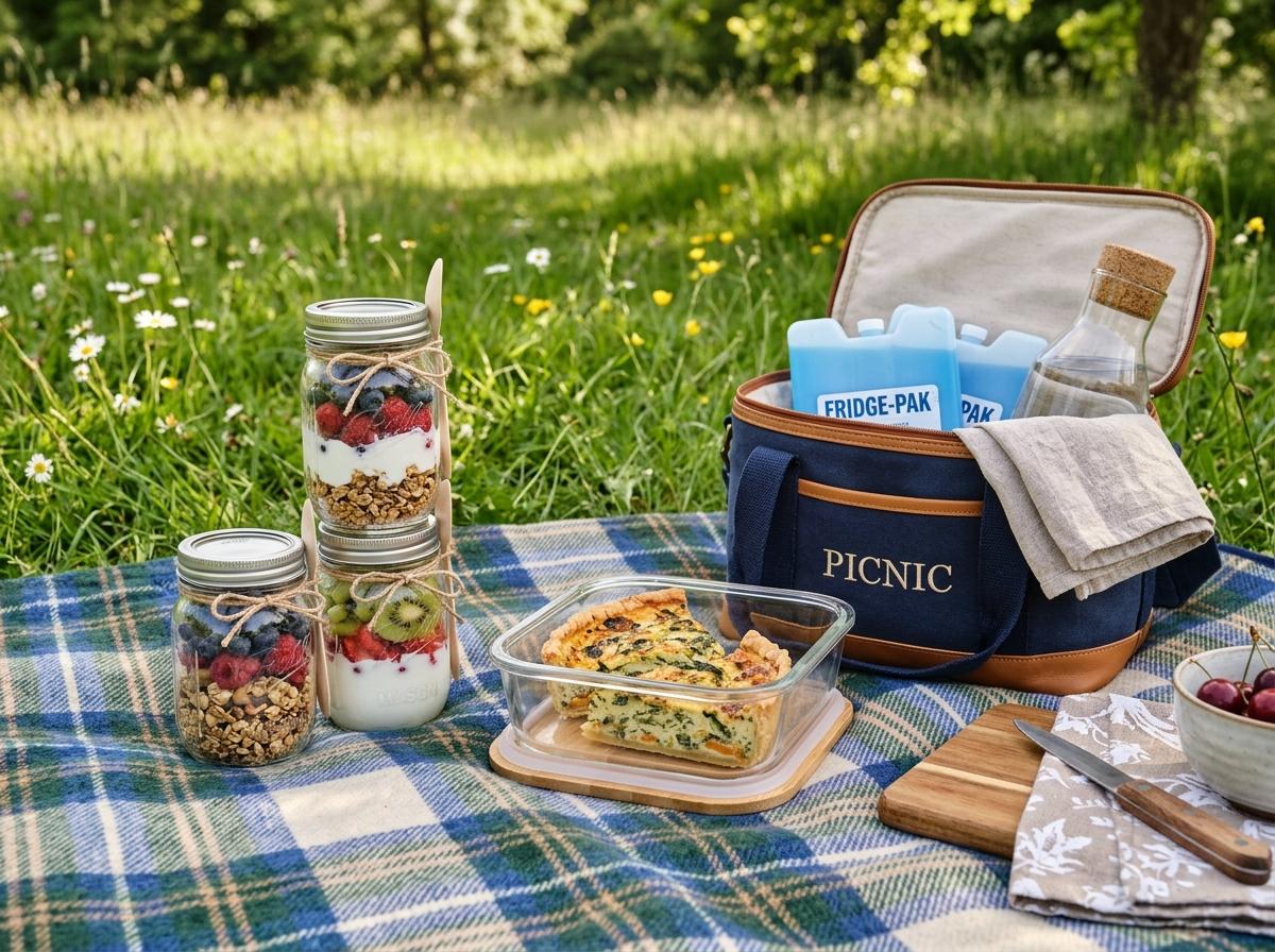 Bocaux empilables et glacière pour brunch à emporter